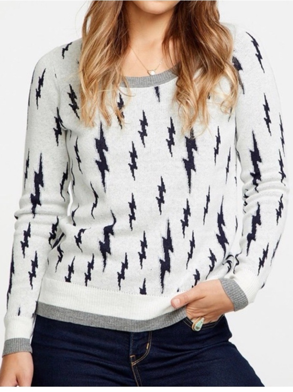 Chaser Lightning Bolt Cashmere Blend Sweater